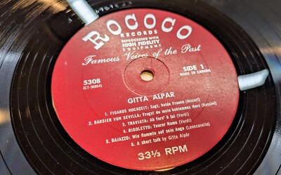 Gitta Alpar   Gitta Alpar Famous Voices of The Past 12'' LP Rococo Rec 5308 EX