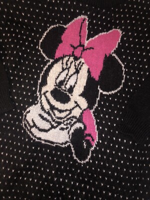 H&M DISNEY Wool Jumper Mickey Minnie Mouse Size S 8-12 Black Polka