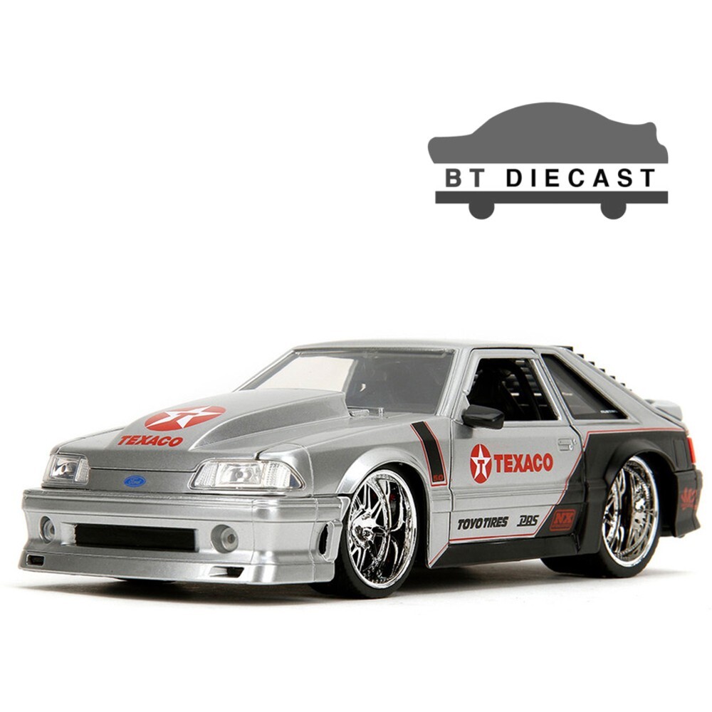 JADA BigTime Muscle 1/24 1989 Ford Mustang GT Texaco Silver Matte Black Model 36299