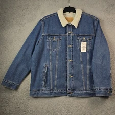 Levi's Sherpa Lined Trucker Jacket Mens 2XL XXL BLUE Denim Medium Wash NWT B