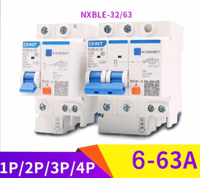 Circuit Breakers RCD RCBO 6A-63A, 1P+N 2P 3P 3P+N 4P NXBLE-63 Weather Resistant