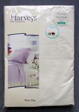 Harveys Polycotton Double Fitted sheet 137x190cm 54x75" Luxury Plain Ecru Dye