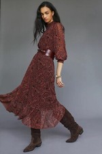 Farm Rio Printed Mesh Midi Dress - Size L, New Without Tags - Vibrant Pattern