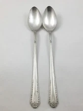 2 National Silver Co TWELVE Pattern Silverplate Iced Teaspoons 7 1/2"