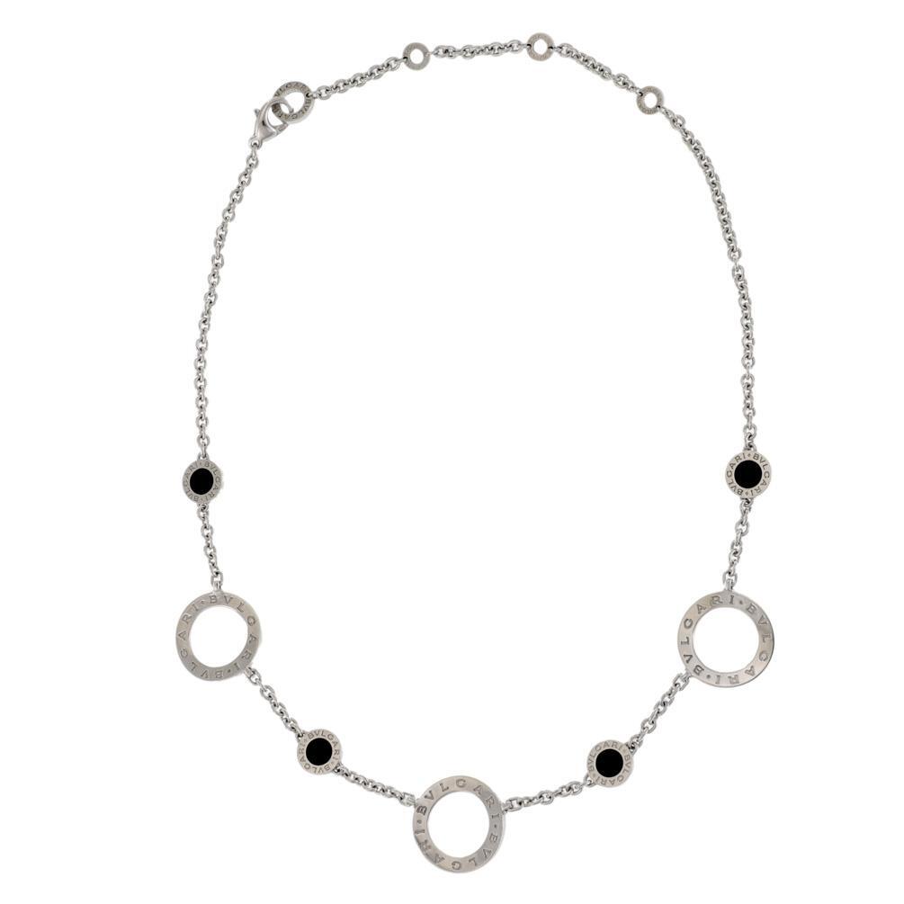 Bvlgari Onyx 18k White Gold Engraved 7 Large Small Circle
