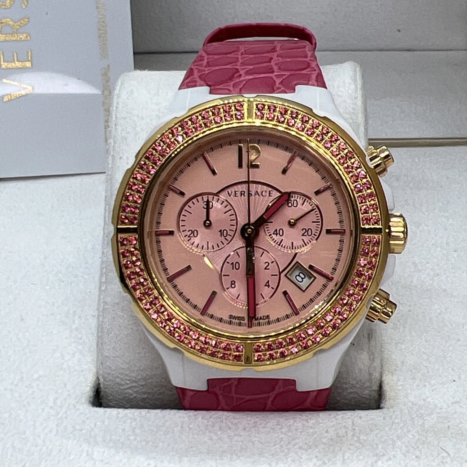 NUOVO DI ZECCA: BELLISSIMO OROLOGIO DA DONNA SWISS MADE VERSACE ROSA DV ONE CRUISE CERAMICA