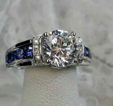 2Ct Round Cut Lab-Created Diamond Women's Engagement Ring 14K White Gold Finish