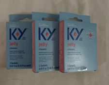 LOT of 3 K-Y Water Based Jelly Lube - Pack of 3 Satchet
