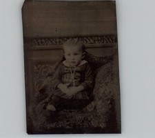 Antique 1800's Tin Type Photo Young Girl