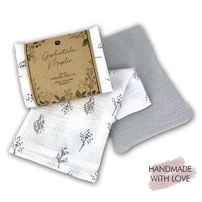 Geschirrtücher Musselin 2er Set aus Baumwolle Beige,Weiß,Grau,Grün,Rosa,Blau NEU