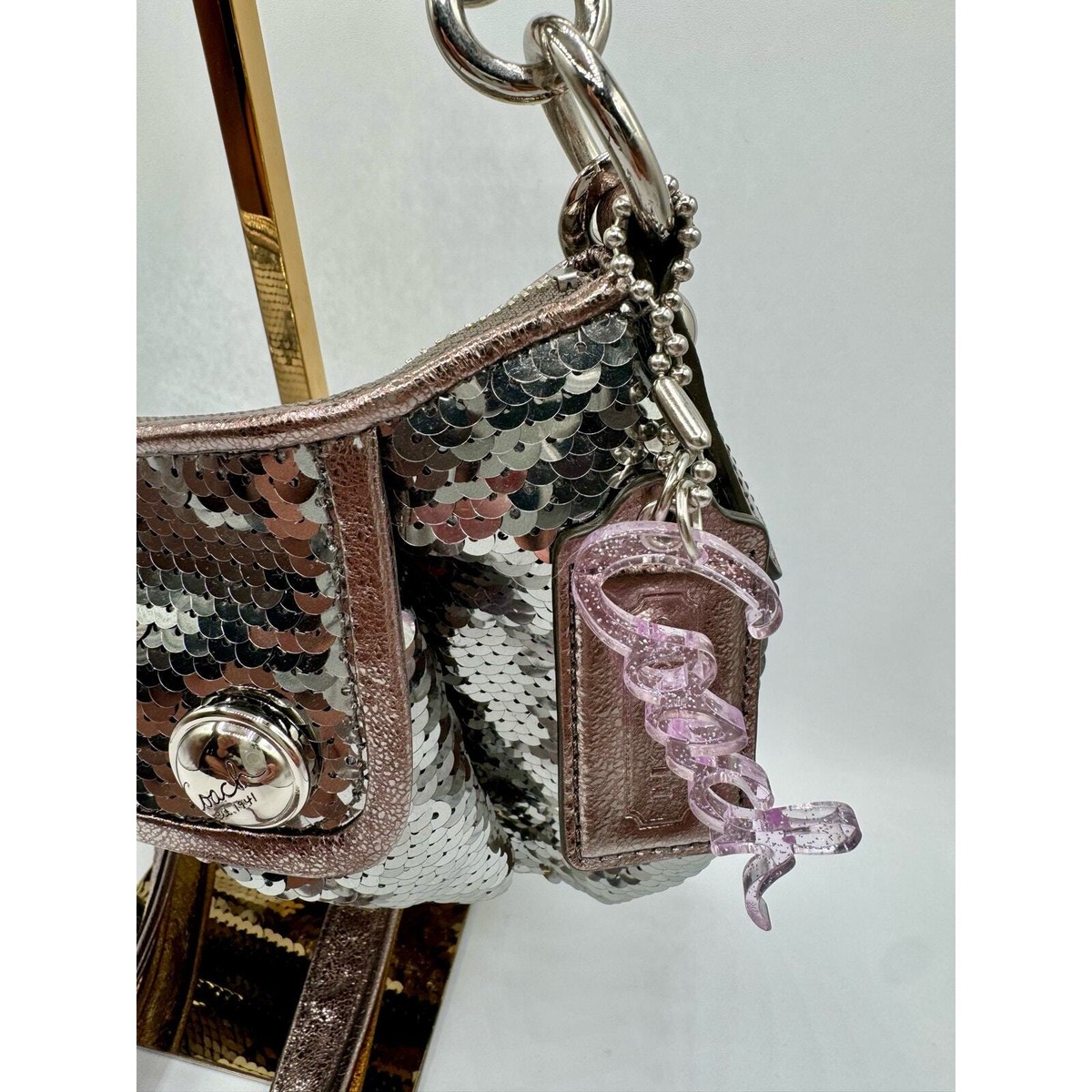 Coach Poppy Special Edition Y2K NWT Silver Graphite Sequin 