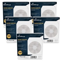 Image of 500 Mediarange CD DVD Paper Sleeves with Clear window adhesive Flap BOX62