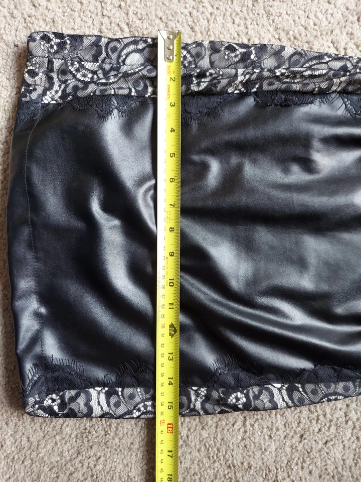 RARO Sexy Para Mujer Cuero PU Mini Vestido Aspecto Húmedo Encaje Club Ropa Falda EE. UU. Mediana Foto 3 de 4