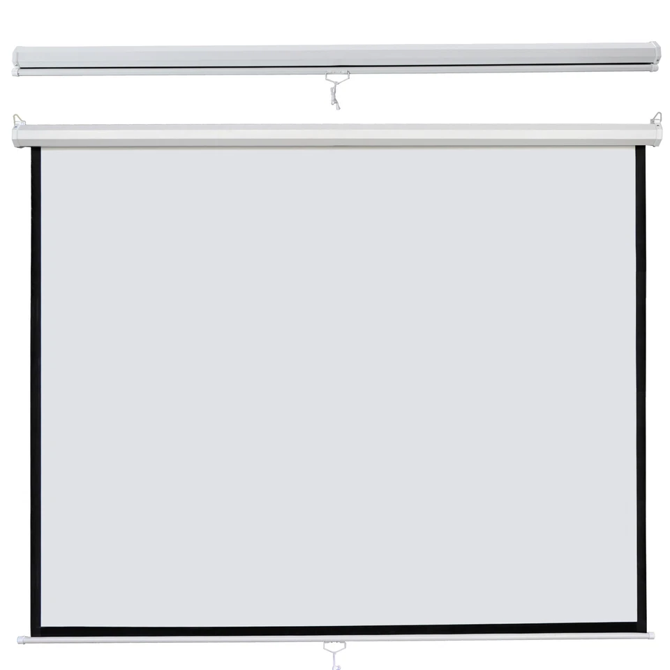 120"1:1 Projection Projector Screen Manual Pull Down Matte HD Movie Theater Home - Image 3 of 4