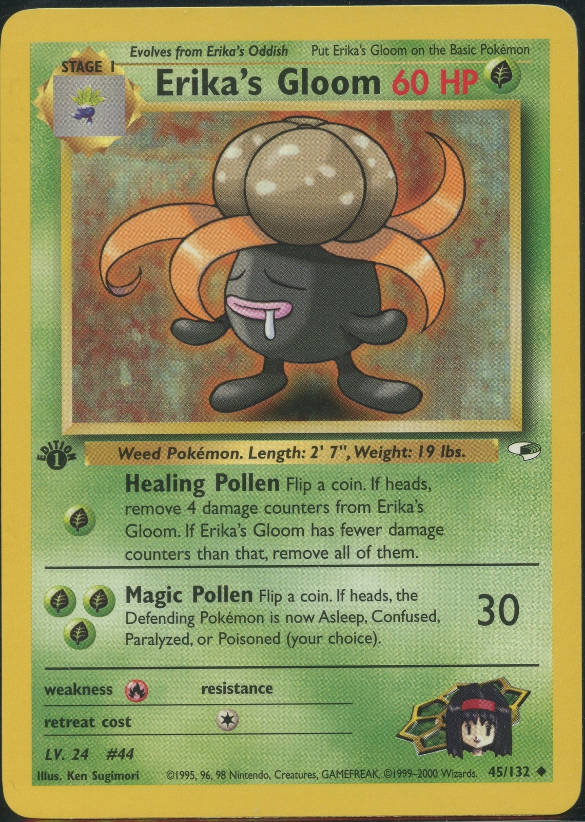 Pokemon 1st Edition Erika's Gloom 45/132 Gym Heroes - Near Mint
