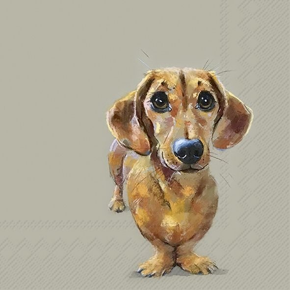 4 x Paper Napkins/33cm/3Ply/Decoupage/Little Dog/Buddy