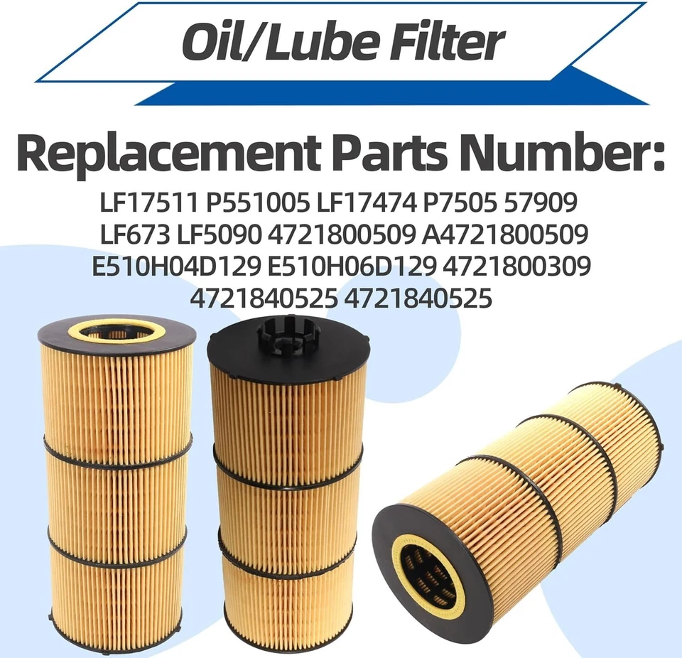 6X Filtro de aceite A4731800909 A4731800409 para Freightliner Detroit DD13 DD15 DD16 Foto 3 de 4