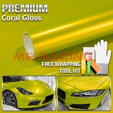 Coral Gloss Austin Lime Yellow Metallic Sticker Decal Vinyl Wrap Sheet Film DIY