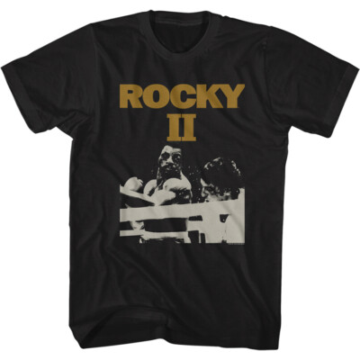 Rocky Balboa T-Shirt New Black Official Rocky II Movie Apollo Creed Rematch 