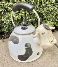 Retro M Kamenstein Cow Tea Kettle Whistling Tea Pot *See pics*