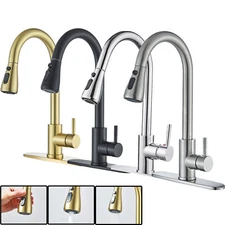 Modern Kitchen Faucet w/Pull Down Sprayer Single Handle Stainless Steel Faucet