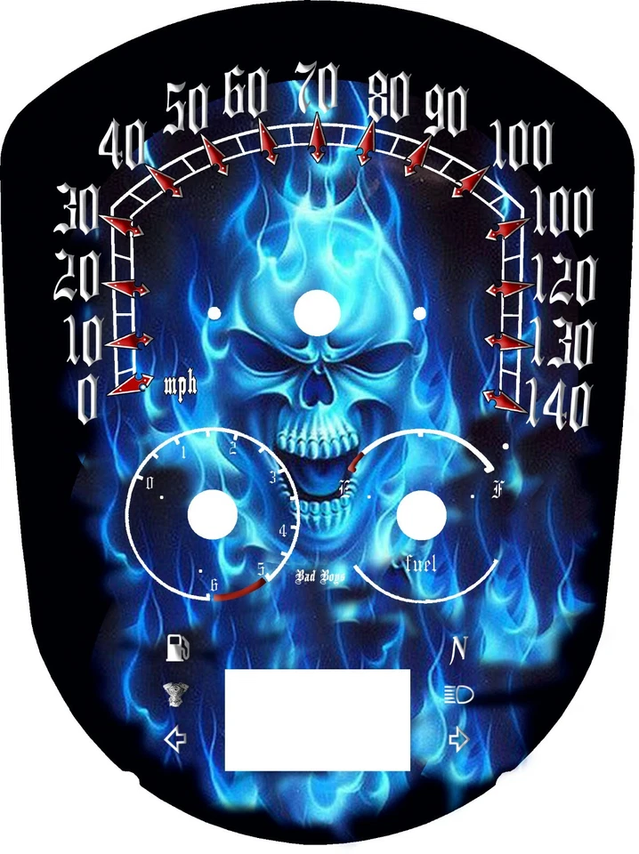  Yamaha Stratoliner se adapta a 06 a 14 placa frontal calavera llama azul Foto 2 de 3