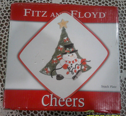 Vintage Fitz and Floyd 2007 CHEERS Weihnachten Snack Teller Schneemann 78/337 unbenutzt - Bild 5 von 18