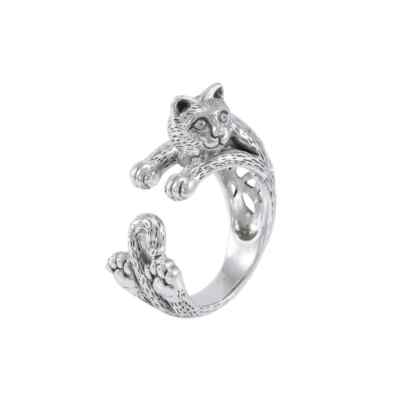 Kitty Cat Companion 925 Sterling Silver Wrap Ring Fine Animal Jewelry  UK