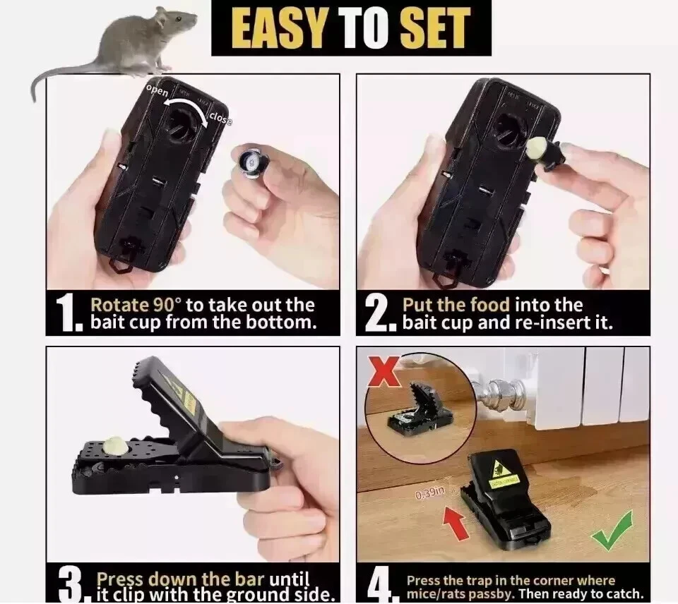 Paquete de 7 trampas para ratones ratas ratones asesino trampa a presión poder roedor trampa para plagas de alta resistencia Foto 2 de 4