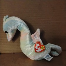 TY NEON The Seahorse Beanie Baby 1999 With Tag Errors  Holo Tush Tag - XRare