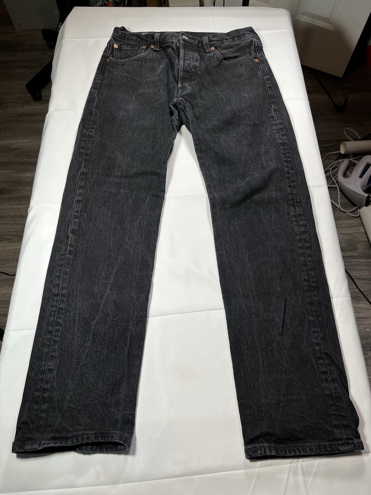 Levis 501 '93 Jeans Mens 30X30 Black Premium Big E Straight Iconic Grunge
