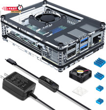 Miuzei Raspberry Pi 4 Case with Fan Cooling Pi 4B Case with 5V 3A Power Supply,
