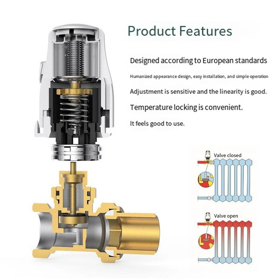 DN20 Radiator Thermostatic Head Valve Control for Efficient Heating Adjustment - Image 4 of 4