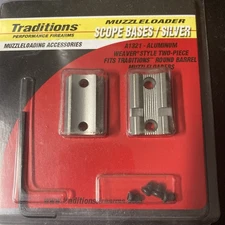 Traditions Muzzleloading Silver A1321 Two Piece Top Mount Base Set, round barrel