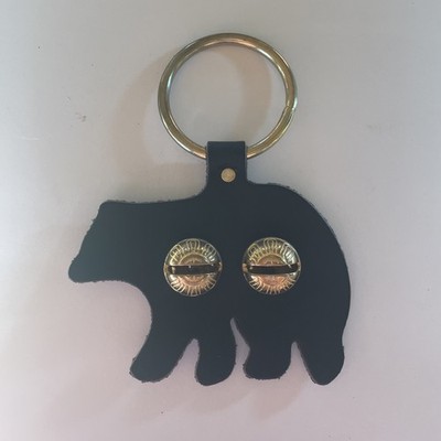 BLACK BEAR DOOR CHIME - LEATHER with JINGLE BELLS - Amish Handmade in the USA