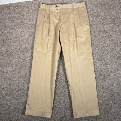 Brooks Brothers Country Club Madison Mens Khaki Pleated Cuffed Chino Pants 33x30