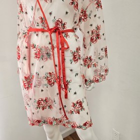 Victoria&rsquo;s Secret Embroidered Rose Floral Sheer White Robe M/L Lingerie Cover Up