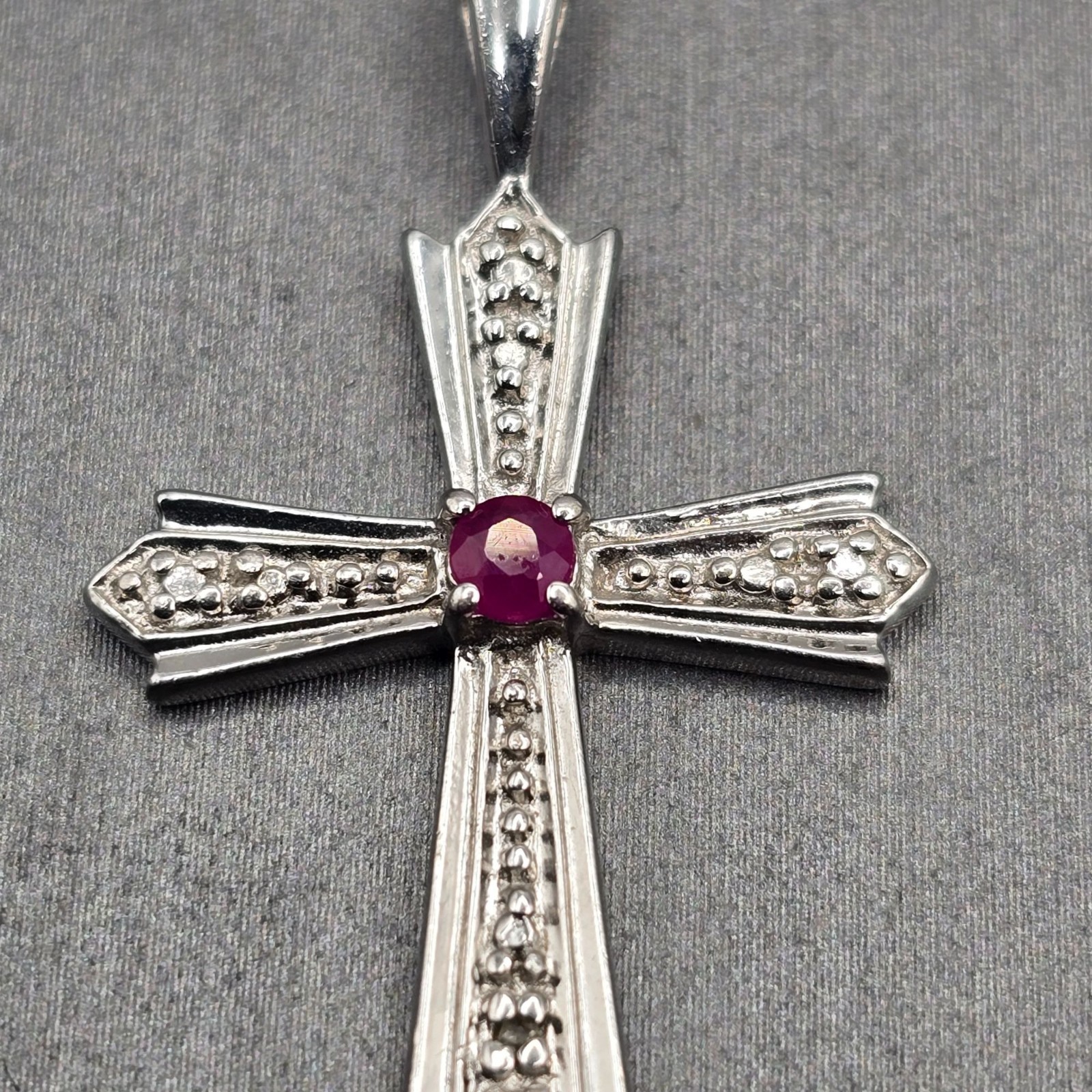 Ross-Simons Sterling Silver Ruby Cross Pendant 1.… - image 2