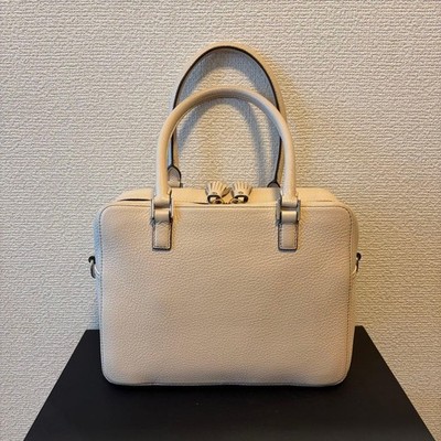 Anya Hindmarch Small Carker Boston Bag Light Pink Beige Leather
