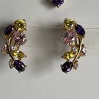 VTG Multi-Color Crystal Pendant Necklace & Matching Clip Earrings - Gorgeous! — photo 2