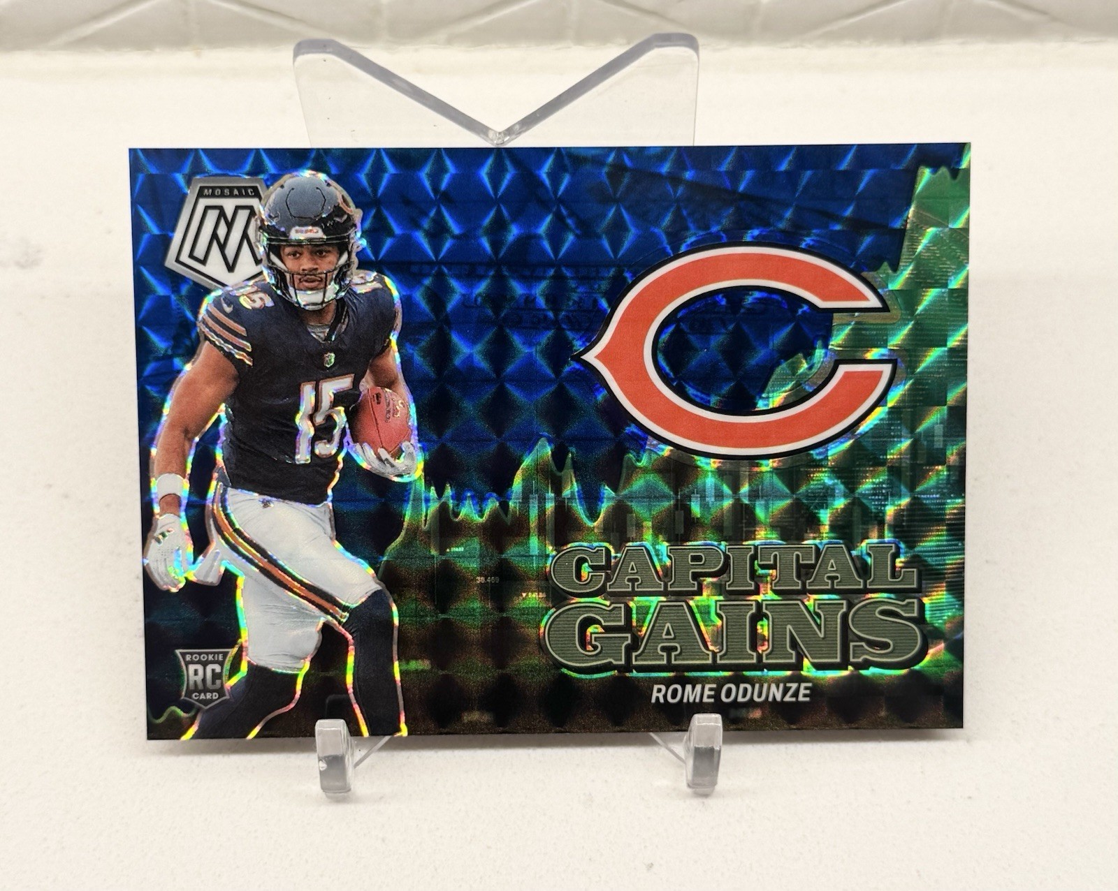 2024 ROME ODUNZE #'d /99 Panini Mosaic Blue Prizm Capital Gains RC Color Match