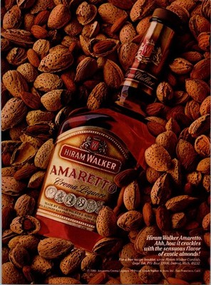 1980    Hiram Walker Amaretto Crema Liquore Print Ad   1980s ADS.81