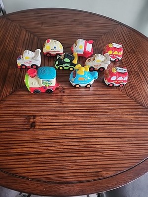 Set Of 9 V-Tech Go Go Smart Wheels Cars Helicopter Plane Fire Truck Working