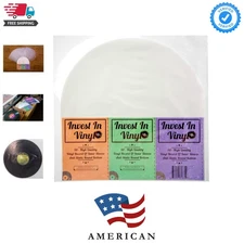50 LP Inner Sleeves Anti Static Round Bottom 33 RPM 12" Vinyl Record Sleeves ...