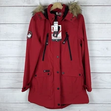 Canada Weather Gear Red Zipped & Snap Front Parka with removable Hood XL NEW