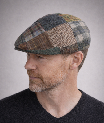 Passardi Korean Golf Designer embroidered Wool flat Cap RARE OS Gorras Carmen Y Pilar Tweed Herringbone Wool Flat Newsboy  main image 4