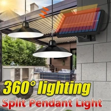 Solar Double Head Ceiling Pendant Light w/Remote Outdoor Indoor Lamp Waterproof