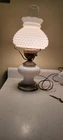 Vintage Hobnail Milk Glass Ruffled Hurricane Gone With The Wind Lamp 3 Way MCM