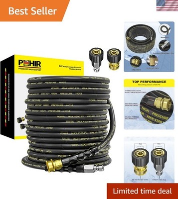 Pressure Washer Hose 70ft with 3/8'' Quick Connector, High Tensile Wire Braide...