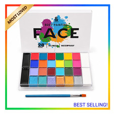 Face Body Paint Kit with 28 Colors Oil Based Waterproof Non-Toxic Palette for